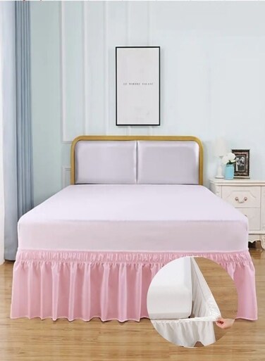 Home 1 Pc Pink Elastic Bed Skirt