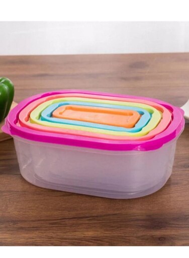 6 Peice Food Container Sett with Lid/Plastic Transperent Kitchen Storage Containers