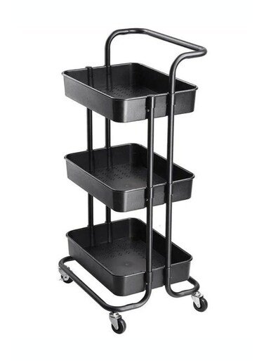 Storage Rack with Metal Legs &acirc;&euro;&ldquo; Sturdy Multipurpose Organizer Black
