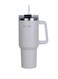 Double Wall Stainless Steel Vacuum Insulated Travel Mug Tumbler with Dual Function Lid and Straw for Water, Iced Tea or Hot Coffee, Smoothie and More (Beige, 1200ml)