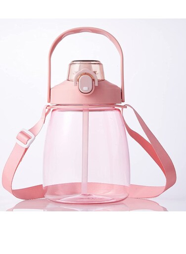 ML Cute Water Bottle with Straw handle and Stickers Pink Bottle Aesthetic Water Bottle for Women Sports Suitable for Travel Long Distance with Large Capacity