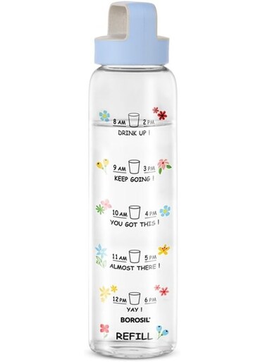 1000Ml Neo Motivational Time Marker Bottle With Blue Husk Lid