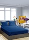 Navy Blue Cotton King Striped Fitted Elastic Bedsheet Sets 200x200+35cm