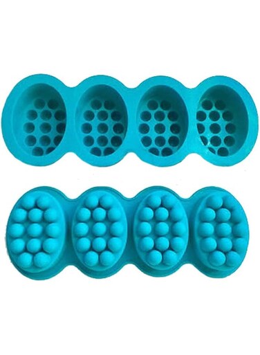Mose Cafolo 2 pcs 3D Massage Bar Soap Molds 4 Cavities 4.5oz Silicone Soap Molds for DIY Soap Making, Chocolate, Polymer Clay (Nonstick &amp; BPA Free)