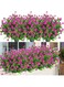 ArtBloom 6 Bundles Outdoor Artificial Flowers UV Resistant Fake Boxwood Plants, Faux Plastic Greenery for Indoor Outside Hanging Plants Garden Porch Window Box Home Wedding Farmhouse Decor (Magenta)