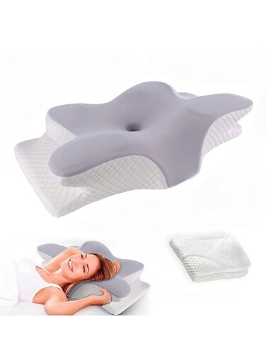 Cervical Pillow for Shoulder and Neck Pain Relief, Memory Foam Neck Pillow, Ergonomic Orthopedic Neck Support Pillow for Side Back Stomach Sleeping (Butterfly Shape)