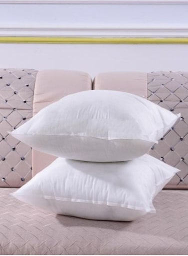 2PCS Non Woven Cushion Hollow Fiber Polyester White 40x40cm