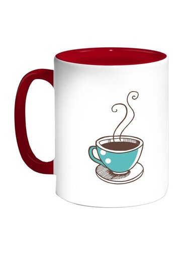 A Cup Of Coffee Printed Coffee Mug Red/White/Brown 11ounce