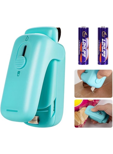 Kenossion Mini Chip Bag Sealer - Heat Seal with Cutter &amp; Magnet, Portable Mini Sealing Machine to Reseal Plastic Bags &amp; Keep Snacks Fresh (2xAA Batteries Included)