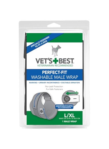 Vet's Best Washable Male Dog Diapers   Absorbent Wraps With Leak Protection Excitable Urination, Incontinence, Or Marking Large/XL 1 REUsable Diaper Per Pack