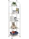 5 Tier Bathroom Storage Open Shelf Unit,Storage Shelf Rack,Free-Standing Metal Corner Rack Shelving for Bathroom,Kitchen, Living Room, Hallway,Display Bath Essentials, Planters, Books (5-Tier, White)