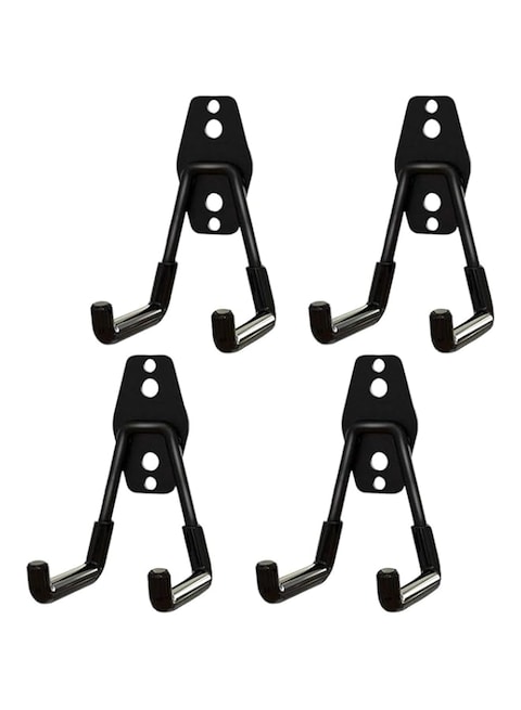 Aputue Garage Hooks, 4 Packs Black Garage Storage Hooks Wall Mount, Heavy Duty Steel Utility Hooks with Anti-Slip Coating, Garden Small U Hooks, Garden Yard Tool Organizer for Garage