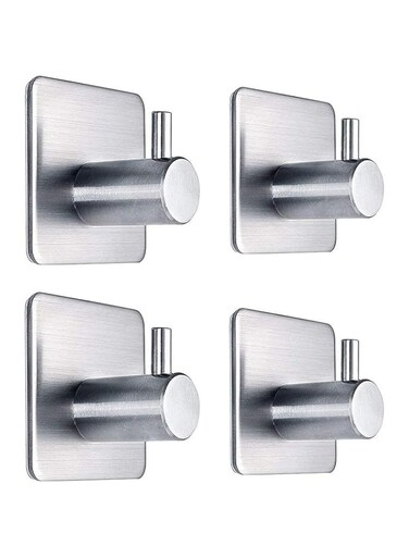 MAKINGTEC 4 Pcs Heavy Duty Wall Hooks, Self Adhesive 304 Stainless Steel Anti-Rust Waterproof Hooks Perfect for Bathroom, Bedroom, and Kitchen Hooks for Hanging Hat, Towel, or Coat