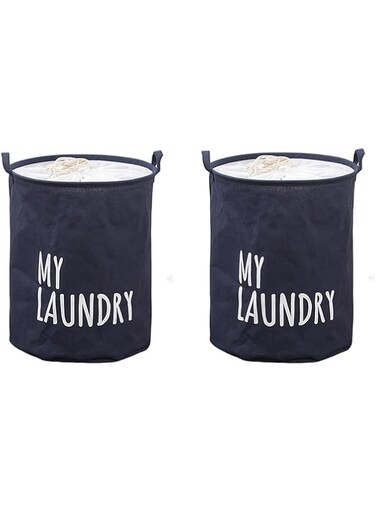 Edtech Laundry Hamper Large Canvas Fabric Lightweight Freestanding Handle Thickened Storage Basket/Toy Organizer/Dirty Clothes (2)