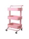 Multifunctional Storage Trolley - 3 Tier Utility Rack in Pink