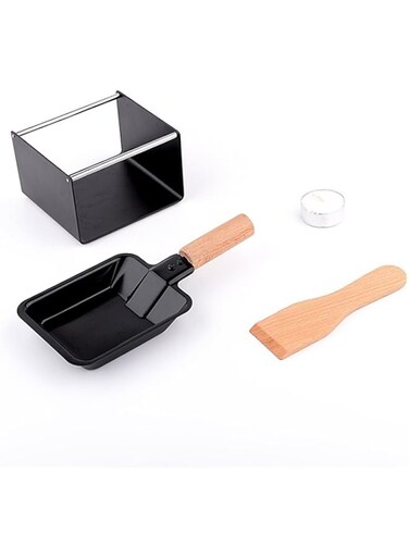 THE WHITE SHOP Cheese w Foldable Handle- Candlelight Cheese Melter Pan w Spatula and 3 Tea Light Candles - Melts in Under 4 Minutes, Small Portable, Great for Dinner Parties, Appetizers, Housewarming