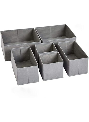U-HOOME Underwear Drawer Organizers for Clothing, Dresser Drawer Storage Organizer Foldable Clothes Fabric Foldable Dividers, Cabinet Closet Organizers and Storage Boxes for Clothes, Underwear (Grey)