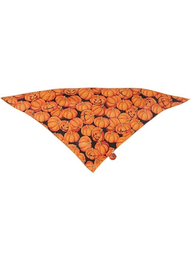 OHANA Halloween Theme Scarfs in PUMPKIN print for Pets, Cats, Dogs, Rabbit Costumes - ORNAGE