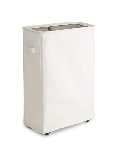 WOWLIVE Slim Laundry Basket with Wheels, Folding Rectangular Waterproof Laundry Basket with Feet beige