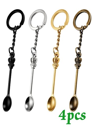 Small Tools Spoon Keychain with Split Key Rings, Metal Mini Powder Spoons for Medicine, Pill Bottle, Craft, Partty (Multicolor, Tiny)