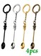 Small Tools Spoon Keychain with Split Key Rings, Metal Mini Powder Spoons for Medicine, Pill Bottle, Craft, Partty (Multicolor, Tiny)