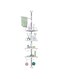 FEELING MALL Shower Caddy Rustproof Stainless Steel Pole 4-Tier Shower Corner Caddy Tension Pole Adjustable Bathroom Shelf Floor to Ceiling Bathtub Shampoo Storage Rack Organizer Holder No Drilling