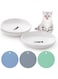 3pcs Ceramic Cat Food Plates,Cat Wet Food Bowls Cat Feeding Wide Bowls to Stress Relief of Whisker Fatigue Cat Dishes, Shallow Bowls for Kittens and Small Animals with Non-Slip Mat