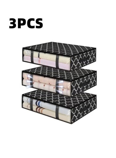 3 Pack Storage Bins Clothes Storage, Underbed Foldable Storage Bags,Storage Containers Clothes Bags for Clothing, Bedroom, Comforter, Closet, Dorm, Quilts