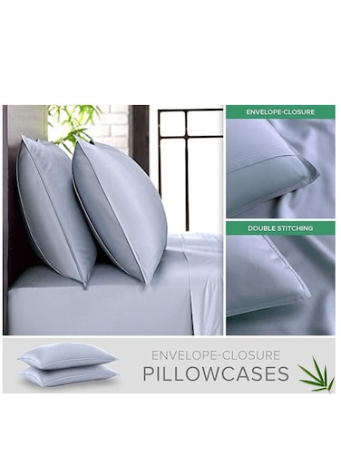 STARS HZM Bamboo Pillowcase Pair 400TC Cool, Anti-Allergic, Soft and Silky &acirc;&euro;&ldquo; Sky Blue