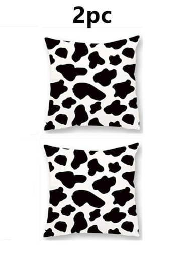 2-Piece Home Decorative Pillow Covers Plush Throw Pillow Cover Black White 45x45 Centimeter