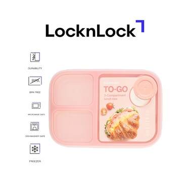LocknLock To Go Lunchbox 980ml &ndash; Pink, Leak-Proof, Microwave &amp; Freezer Safe