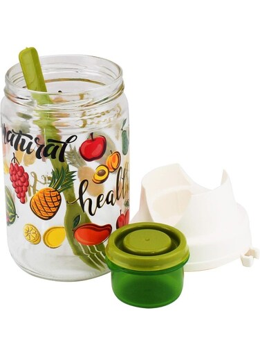 Fruit Salad Decorated Jar-Fruit 660 Ml, Green, H-131617-Ft