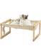 TOMVAES 2 In 1 Wooden Dog Bed, Breathable and Washable Cat Bed with Durable Sisal Pad, Elevated Pet Furniture Suitable for Kitty, Puppy, Rabbit, Bunny and Small Animal, 52.3 * 42 * 25.5cm