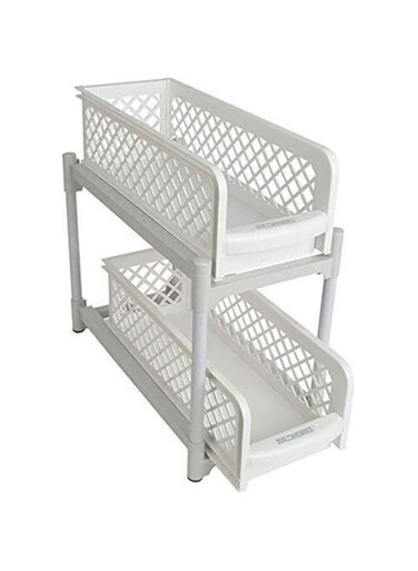 Dubai Gallery 2 Tier Portable Basket Drawers Bathroom Kitchen Space Saving Storage Containers Multicolour