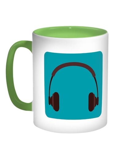 Printed Coffee Mug Green/White/Blue