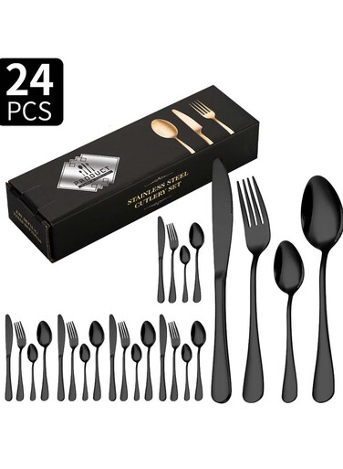 24-Piece Stainless Steel Cutlery Set Matte Assorted Finish