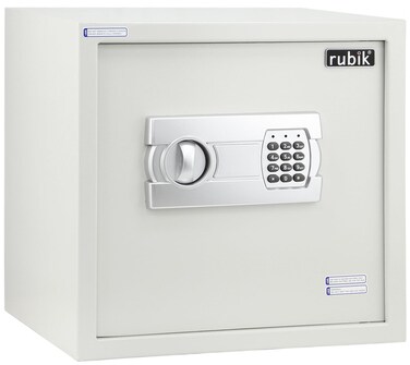 Rubik Safe Box, Digital Lock with Key, Large Capacity, Suiteable for Home Office, Protects Cash Money Documents (RB-35EGX, 35x38x30cm) White