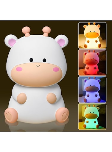 Night Light for Kids, Cute Deer Nursery Nightlight, Bedside Table Lamp Silicone Squishy Animal LED Light Eye Caring USB-C Rechargeable Baby Touch Lamp for Toddler Baby Kids Room Decor, White