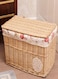 Hand-made Household Bamboo Storage Basket With Lid Brown 52x42x32cm