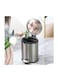 Stainless Steel Pedal Bin, Smudge Resistant Trash Can with Foot Pedal and Soft-Close Lid Round, Hands Free Garbage Bin for Kitchen Living Room Bathroom Office and Hotel (Grey, 8L)