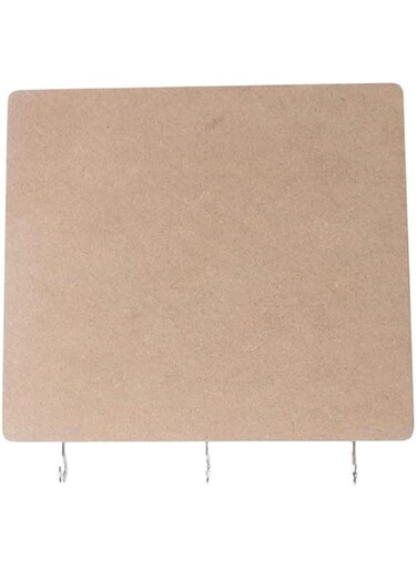 IVEI MDF DIY Blank Key Holder Base Wood Sheet Craft - MDF Plain Wooden Rectangular Key Holder Cutouts with 3 Hooks (Brown)