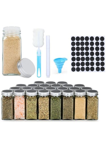 TIME 24 Piece Transparent Glass Seasoning Bottles, Classified And Stored For Various Spices, Simple And Clear
