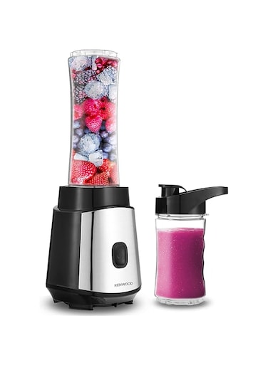 KENWOOD Personal Blender 350W Smoothie Blender/Smoothie Maker with 570ml &amp; 400ml Tritan Smoothie2Go Bottle and Lid, Ice Crush Function BLM05.A0BK Black/Silver