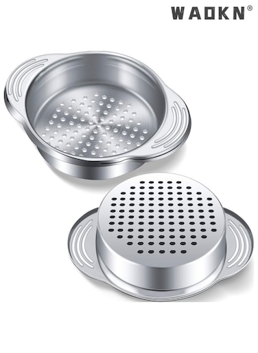 2 PCS Tuna Can Strainer Stainless Steel Food Can Strainer Sieve Household Drainage Oil Draining Basket Sink Frame with Two Ears Anti Slip High-temperature Resistant Slag Filtering Strainer
