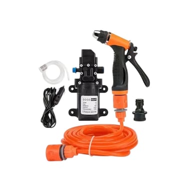Portable High-Pressure Car Washer Kit with 60W Micro Diaphragm Pump and Adjustable Spray Gun - DC 12V


