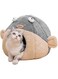 Lcybem Cat Beds for Indoor Cats - Cat Bed Cave with Removable Washable Cushioned Pillow, Soft Plush Premium Cotton No Deformation Pet Bed, Lively Pufferfish Cat House Design, Grey, Multiple Sizes(S)