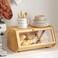 Emirates Living Bamboo Bread Box   Large Capacity Wooden Bread Storage Container with Window   Farmhouse Bread Holder for Kitchen Counter   Keeps Bread Fresh Longer