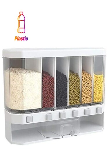Wall Mounted Grains Food Dispenser White/Transparent 42.6cm