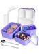 Lunch Box for Kids Adults, Insulated Bento Lunch Box with Tableware,1260ML 3 Compartment Divided Lunch Containers with Lids,Leakproof   BPA Free   Dishwasher Microwave Safe（Plastic,Purple）