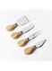 ECVV 4 Pieces Set Cheese Knives with Bamboo Wood Handle Steel Stainless Cheese Slicer Cheese Cutter (Bamboo Handle)